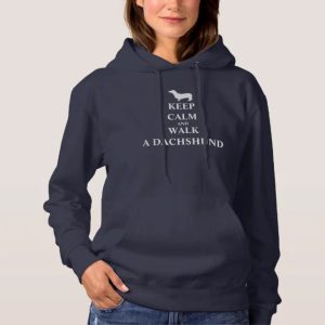 Keep Calm & Walk a dachshund dog fun womens fleece Hoodie